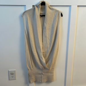 BCBG cream sweater vest with cowl.